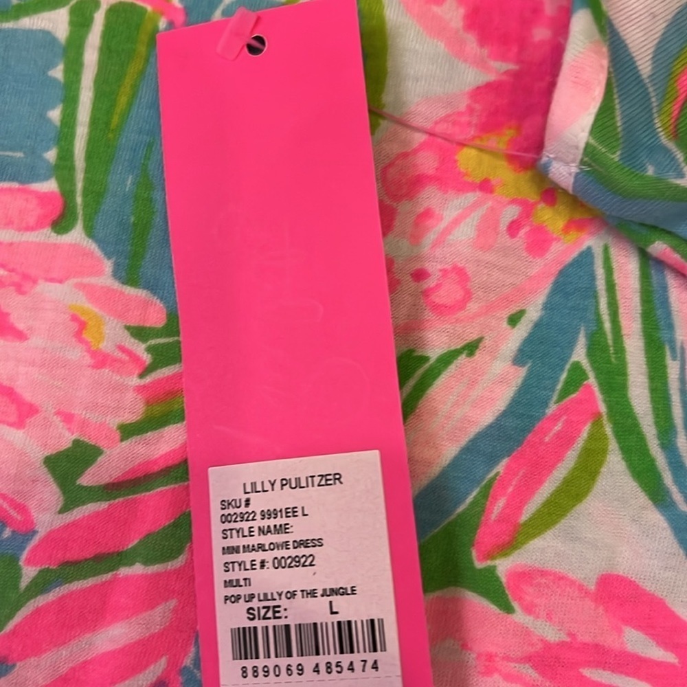 lilly pulitzer mini marlowe dress in lilly of the jungle size large (8-10) NWT - Picture 5 of 7